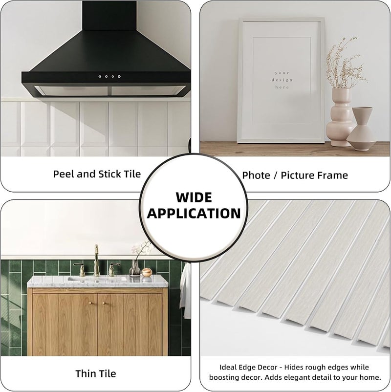 Tilingview 10 Pcs Peel and Stick Tile Trim Edge, Self-Adhesive 12" PVC Molding Edging for Kitchen Backsplash (Beige Woodgrain) - Image 4